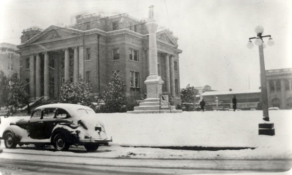 The Old Alexandria, Louisiana City Hall under a cover of snow...1930s