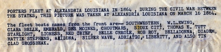 Porter's fleet on the Red River at Alexandria and Pineville, Louisiana, on March 16, 1864