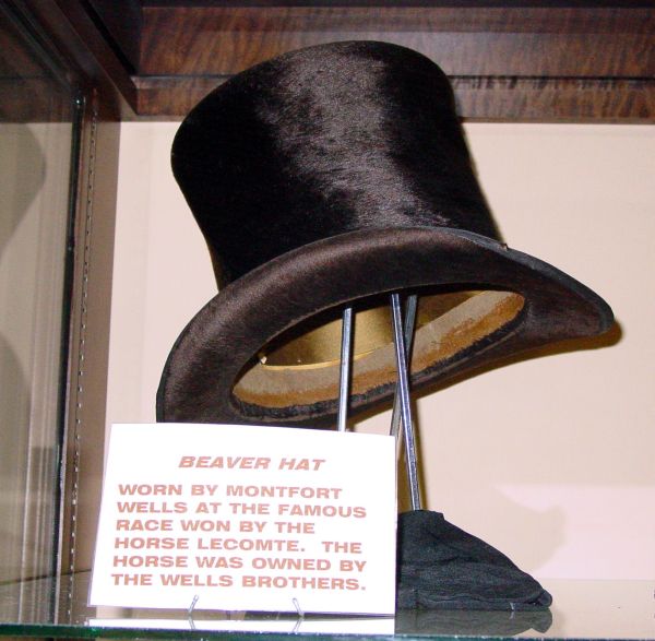 Beaver Top Hat worn by Montfort Wells, owner of the race horse Lecompte